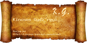 Kincses Györgyi névjegykártya
